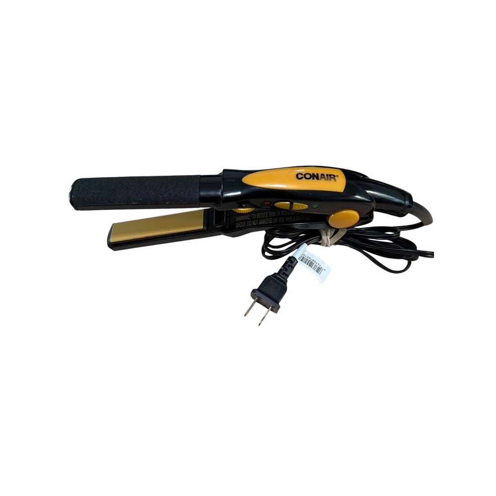Conair Ceramic Hair Straightener Flat Iron Black Yellow Turbo Heat CS4V
